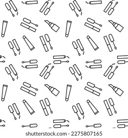 Seamless vector repeating pattern of various cosmetics for lips is made of line icons for polygraphy and websites 