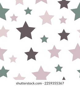Seamless vector repetitive background with stars. Starry Sky Colorful Background. Festive Stars Wallpaper.