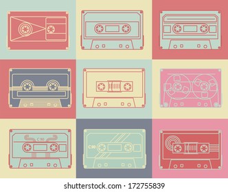 seamless vector retro cassette design