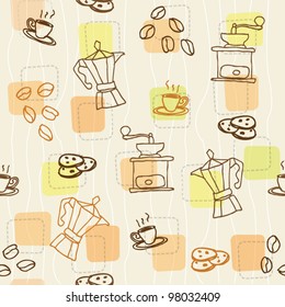 seamless vector retro coffee pattern