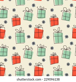 Seamless vector retro pattern with gift boxes EPS 8