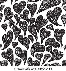Seamless vector retro pattern with hand drawn heart. Perfect for backgrounds, scrapbook, wallpaper, fabric and wrapping paper