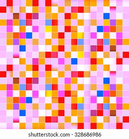 Seamless Vector Retro Pink Squares Background - Pattern