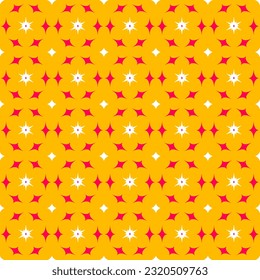 Seamless vector Retro Starburst Pattern in Vintage on yellow background, Wrapping paper, Abstract floral geometric texture for prints, textile, wrapping, fabric, package, cover.