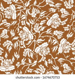 Vector sin problemas. Flores auténticas étnicas abstractas monocromas de estilo retro. Diseño gráfico de moda para los diseños textil y de superficie.