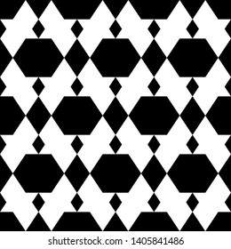 Seamless vector. Rhombuses, hexagons ornament. Polygons pattern. Diamonds, gems backdrop. Ethnic motif. Geometric background. Digital paper, textile print, web design, abstract wallpaper.
