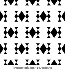 Seamless vector. Rhombuses, triangles ornament. Polygons wallpaper. Simple figures pattern. Ethnic motif. Geometric background. Digital paper, textile print, web design, abstract backdrop.