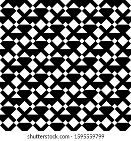 Seamless vector. Rhombuses, triangular shapes ornament. Diamonds, forms wallpaper. Squares, polygons pattern. Checks, triangles motif. Geometric background. Web design illustration, abstract backdrop.
