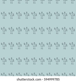 Seamless vector robot doodle pattern. The concept of science and the future. Cartoon style. Hand-drawn outline illustration.