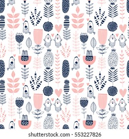 Seamless vector romantic floral pattern