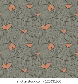 Seamless vector romantic pattern with red hearts