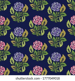 Seamless vector rose flower pattern design