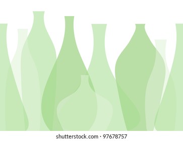 seamless vector row of green bottles background