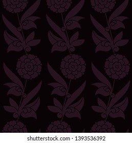 seamless vector royal dark violet pattern with flowers. seamless template in swatch panel. design for print, woodblock, textile
