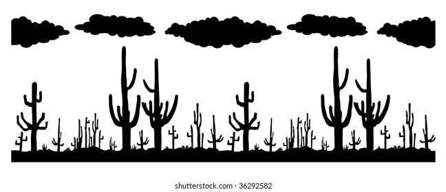 Seamless vector with Saguaro Cactus
