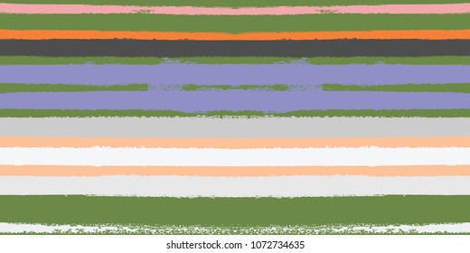Seamless Vector Sailor Stripes Summer Pattern. Hand Painted Ink Brush Lines. Funky Fabric Autumn Grunge Stripes Background. Fashion Textile Fabric Seamless Pattern. Trendy Funky Stripy Grunge Graffiti