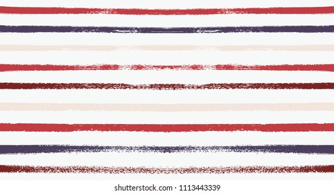 Seamless Vector Sailor Stripes Summer Pattern. Hand Painted Ink Lines. Funky Female Autumn Paintbrush Stripes Background. Fashion Textile Fabric Seamless Pattern. Trendy Funky Stripy Grunge Graffiti.