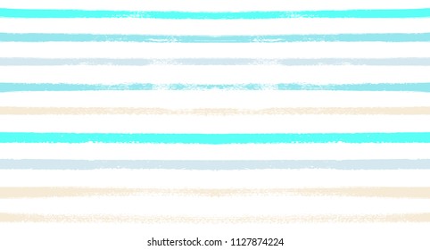 Seamless Vector Sailor Stripes Summer Pattern. Hand Painted Ink Lines. Funky Female Autumn Paintbrush Stripes Background. Fashion Textile Fabric Seamless Pattern. Trendy Funky Stripy Grunge Graffiti.