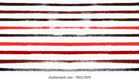 Seamless Vector Sailor Stripes Summer Pattern. Hand Painted Ink Lines. Funky Female Autumn Paintbrush Stripes Background. Fashion Textile Fabric Seamless Pattern. Trendy Funky Stripy Grunge Graffiti.