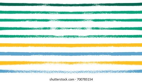 Seamless Vector Sailor Stripes Summer Pattern. Hand Painted Ink Lines. Funky Female Autumn Paintbrush Stripes Background. Fashion Textile Fabric Seamless Pattern. Trendy Funky Stripy Grunge Graffiti.