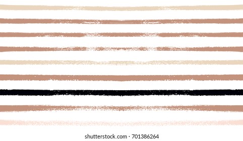Seamless Vector Sailor Stripes Summer Pattern. Hand Painted Ink Lines. Funky Female Autumn Paintbrush Stripes Background. Fashion Textile Fabric Seamless Pattern. Trendy Funky Stripy Grunge Graffiti.