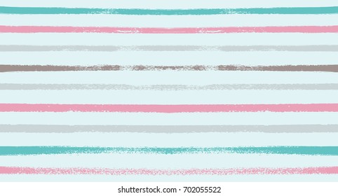 Seamless Vector Sailor Stripes Summer Pattern. Hand Painted Ink Lines. Funky Female Autumn Paintbrush Stripes Background. Fashion Textile Fabric Seamless Pattern. Trendy Funky Stripy Grunge Graffiti.