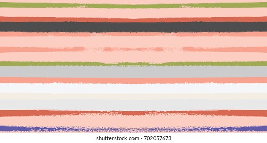 Seamless Vector Sailor Stripes Summer Pattern. Hand Painted Ink Brush Lines. Funky Fabric Autumn Grunge Stripes Background. Fashion Textile Fabric Seamless Pattern. Trendy Funky Stripy Grunge Graffiti