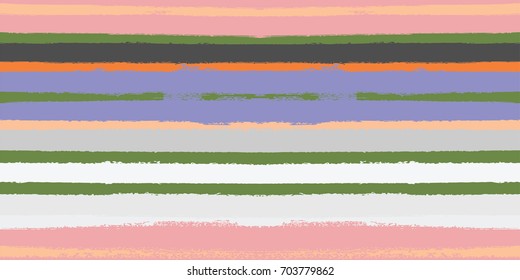 Seamless Vector Sailor Stripes Summer Pattern. Hand Painted Ink Brush Lines. 