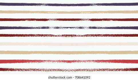 Seamless Vector Sailor Stripes Summer Pattern. Hand Painted Ink Lines. Funky Female Autumn Paintbrush Stripes Background. Fashion Textile Fabric Seamless Pattern. Trendy Funky Stripy Grunge Graffiti.