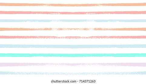 Seamless Vector Sailor Stripes Summer Pattern. Hand Painted Ink Lines. 