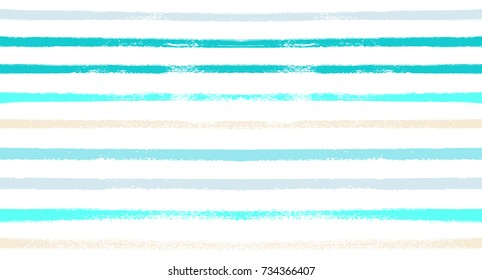 Seamless Vector Sailor Stripes Summer Pattern. Hand Painted Ink Lines. Funky Female Autumn Paintbrush Stripes Background. Fashion Textile Fabric Seamless Pattern. Trendy Funky Stripy Grunge Graffiti.