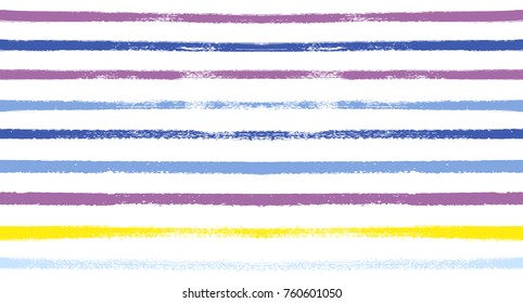 Seamless Vector Sailor Stripes Summer Pattern. Hand Painted Ink Lines. Funky Female Autumn Paintbrush Stripes Background. Fashion Textile Fabric Seamless Pattern. Trendy Funky Stripy Grunge Graffiti.