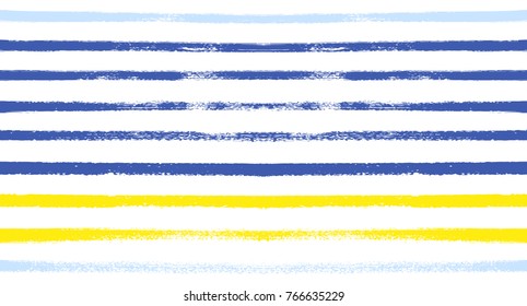 Seamless Vector Sailor Stripes Summer Pattern. Hand Painted Ink Lines. Funky Female Autumn Paintbrush Stripes Background. Fashion Textile Fabric Seamless Pattern. Trendy Funky Stripy Grunge Graffiti.