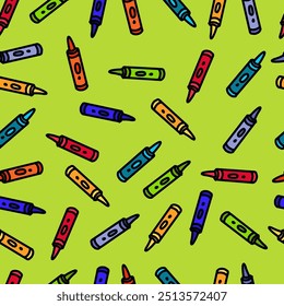 Arrière-plan Image vectorielle scolaire harmonieux. Rentrée scolaire sur fond vert.