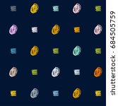 Seamless vector scribble hipster pattern. Green, orange, yellow, blue, grey doodles on a dark blue background. Modern original trendy funky colors background. Children's jeans or shirt fashion design.