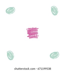 Seamless vector scribble hipster pattern. Mint green and pink hand drawn doodles on a white background. Children's jeans or shirt fashion design. Modern original simple background trendy funky colors.