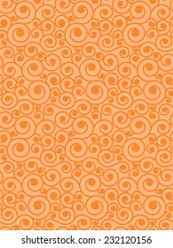 Seamless vector scroll spiral floral orange background