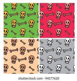 Seamless vector scull and bones pattern background