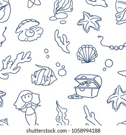 Seamless vector sea pattern.