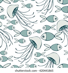 Seamless vector sea pattern