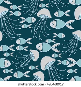 Seamless vector sea pattern