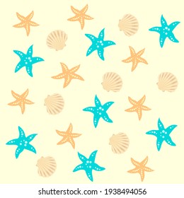 Seamless vector sea pattern for decorative design. Isolated vector illustration. Yellow background. Seamless vector texture. Vector template.