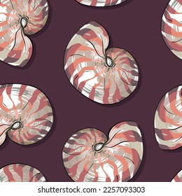 Seamless vector Sea pattern. Marine theme, shells. for printing on fabric, paper, textiles