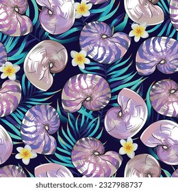 Seamless vector Sea pattern. Marine theme, shells. for printing on fabric, paper, textiles
