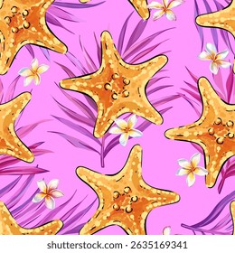 Seamless vector Sea pattern. Marine theme, shells. for printing on fabric, paper, textiles