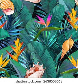 Seamless vector Sea pattern. Marine theme, shells. for printing on fabric, paper, textiles