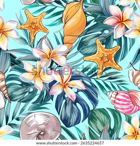 Seamless vector Sea pattern. Marine theme, shells. for printing on fabric, paper, textiles