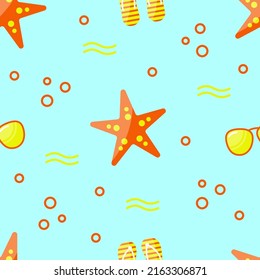 seamless vector sea pattern starfish goggles and slippers