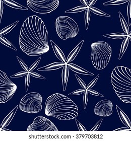 Seamless vector sea shell pattern 