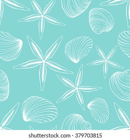 Seamless Vector Sea Shell Pattern 